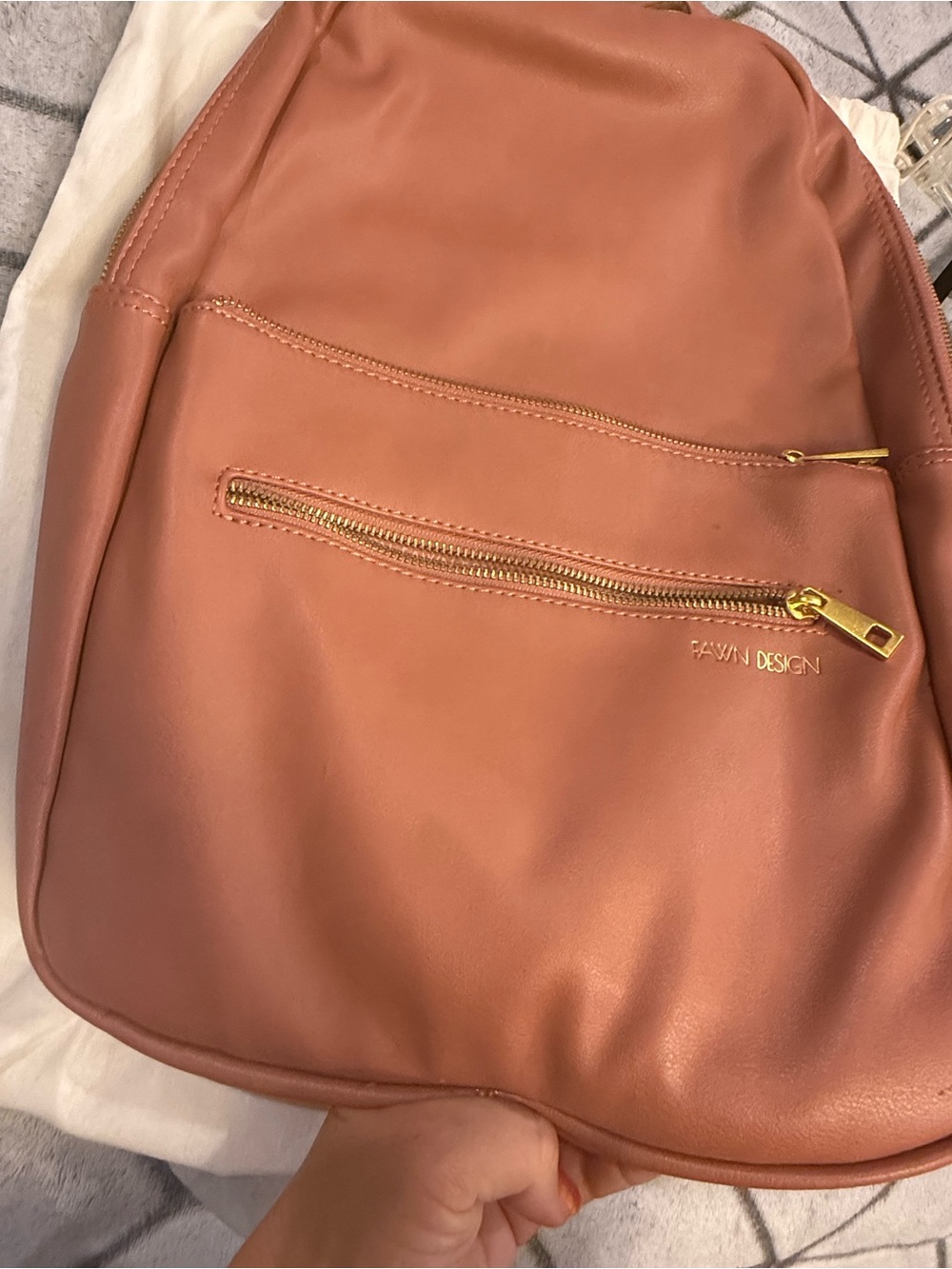 Fawn Design Dusty Rose/Mauve Leather Backpack with Gold Hardware
